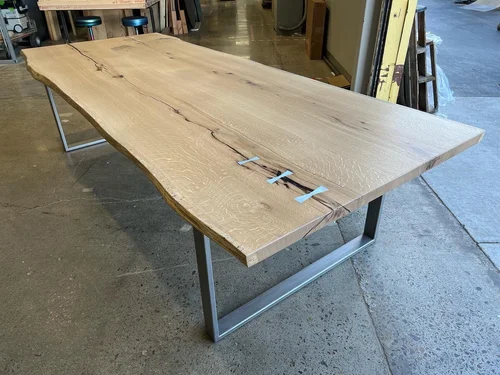 solid white oak book matched table